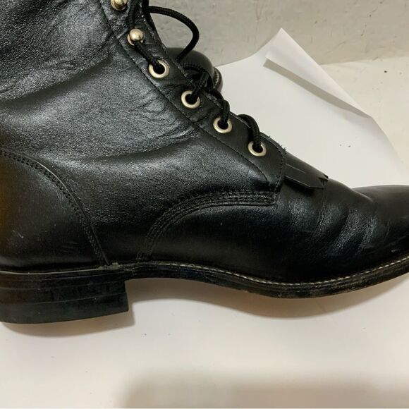 Justin Women’s 6 D Black Kiltie Roper Leather Lace Up Boots - Picture 15 of 15